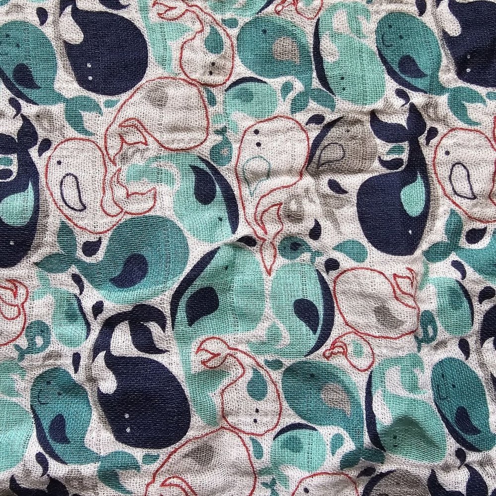 Whale Baby Blanket Blue White Madolly 43x45 Stroller Receiving Lightweight